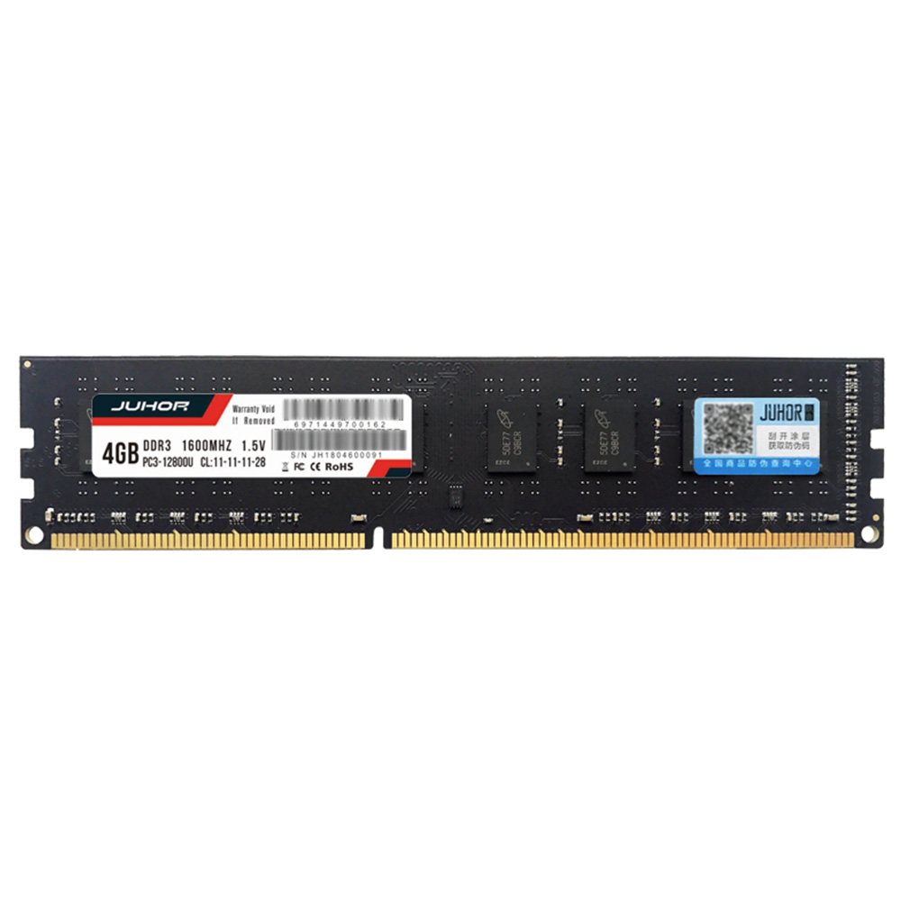 

Juhor DDR3 4G 1600Mhz 1.5V 240 Pin RAM Desktop Memory Module For PC Computer - Black