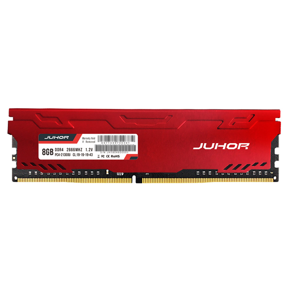 

Juhor DDR4 8GB 2666Mhz 1.2V 288 Pin RAM Desktop Memory Module With Shell For PC Computer - Red