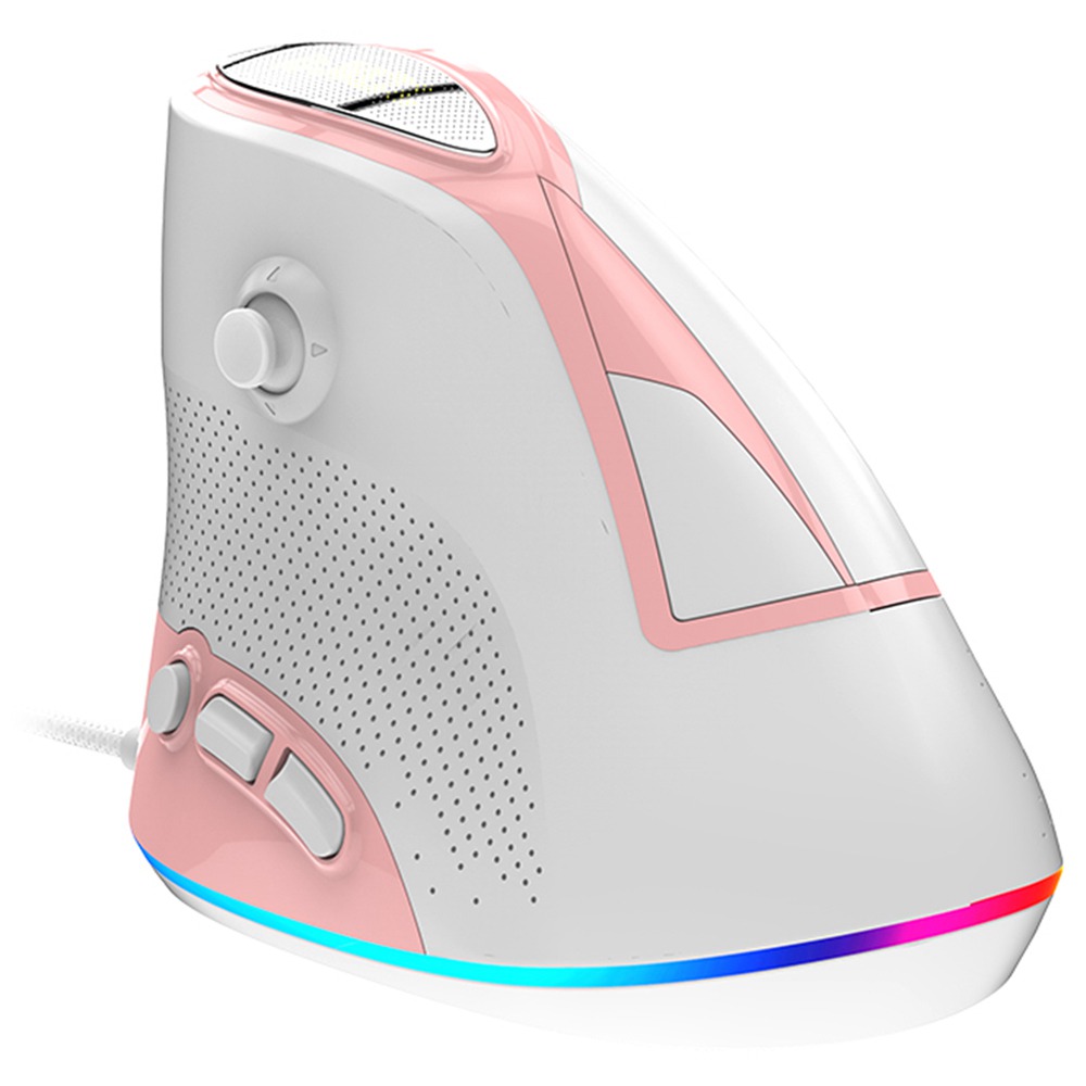 

Ajazz AJ307 USB Wired Vertical Mouse Ergonomic Design 7 keys RGB Backlit 4800DPI Gaming Mouse - Pink