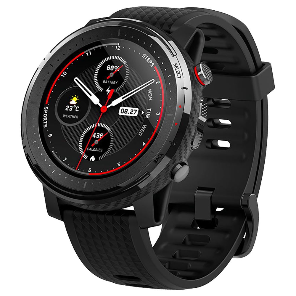 

HUAMI AMAZFIT Stratos 3 Smart Sports Watch 1.34 Inch Full Moon Screen Dual-Mode 5ATM GPS Firstbeat Silicone Strap - Black
