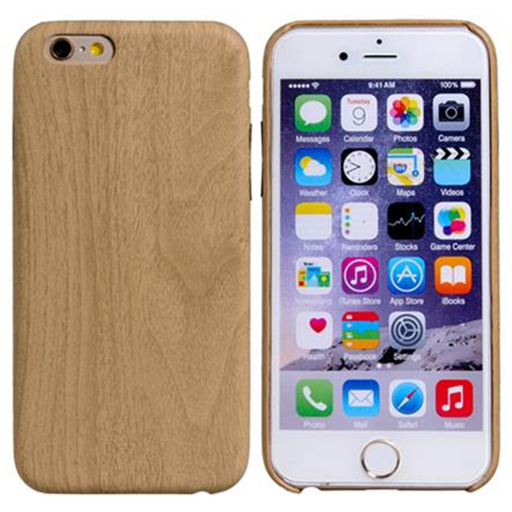 

Wood Grain Design Faux Leather Protective Case For 5.5" iPhone 6 Plus/iPhone 6S Plus - Light Brown