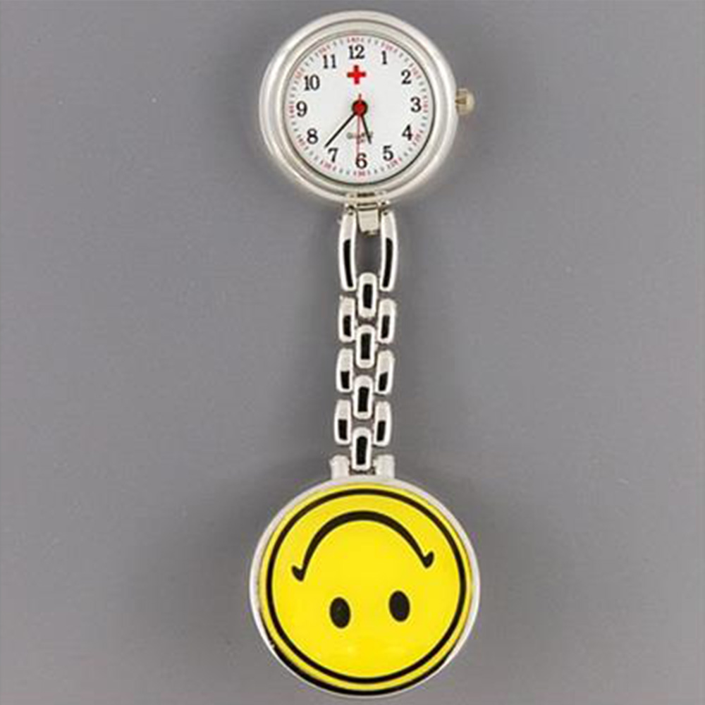 

Cute Yellow Smiley Face Style Nurse Quartz Watch with Clip -Yellow