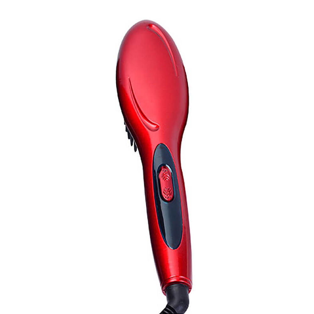 

Electric Hair Straightening Brush Heating Ceramic Comb Red -US Plug