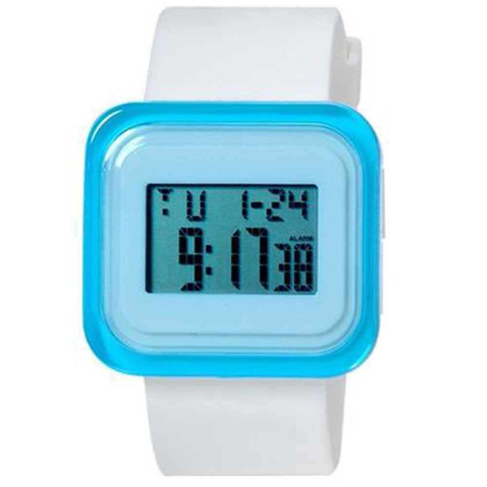 

SHORS SH-615 Unisex Rectangular LED Digital Water Resistant Watch With Alarm Clock/Backlight M. - White