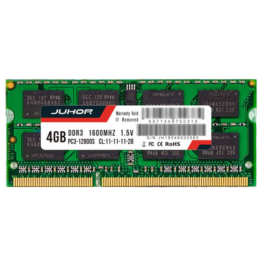 

Juhor DDR3 4GB 1600Mhz 1.5V 204 Pin RAM Memory Module For Laptop - Black