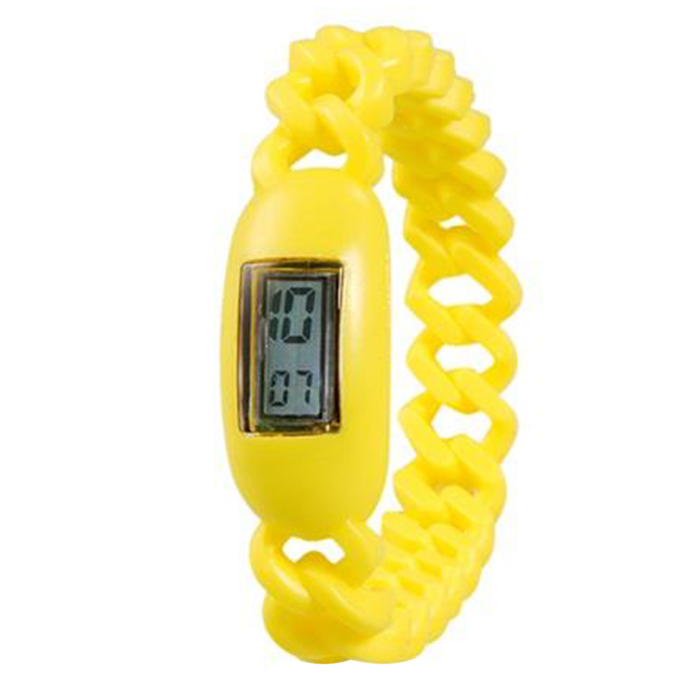 

Silicone Waterproof Anion Sports Bracelet With Calendar Display Wrist Watch - Yellow