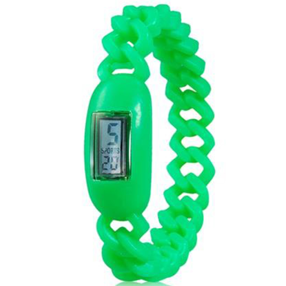

Silicone Waterproof Anion Sports Bracelet With Calendar Display Wrist Watch - Green