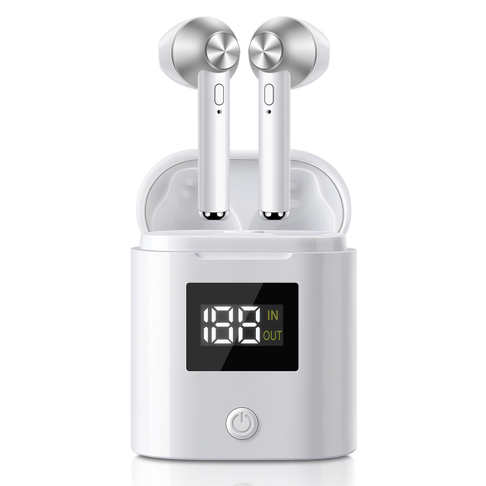 

D019 True Wireless Bluetooth 5.0 Earphones Binaural Call LED Power Display 120 Hours Standby Time - Silver