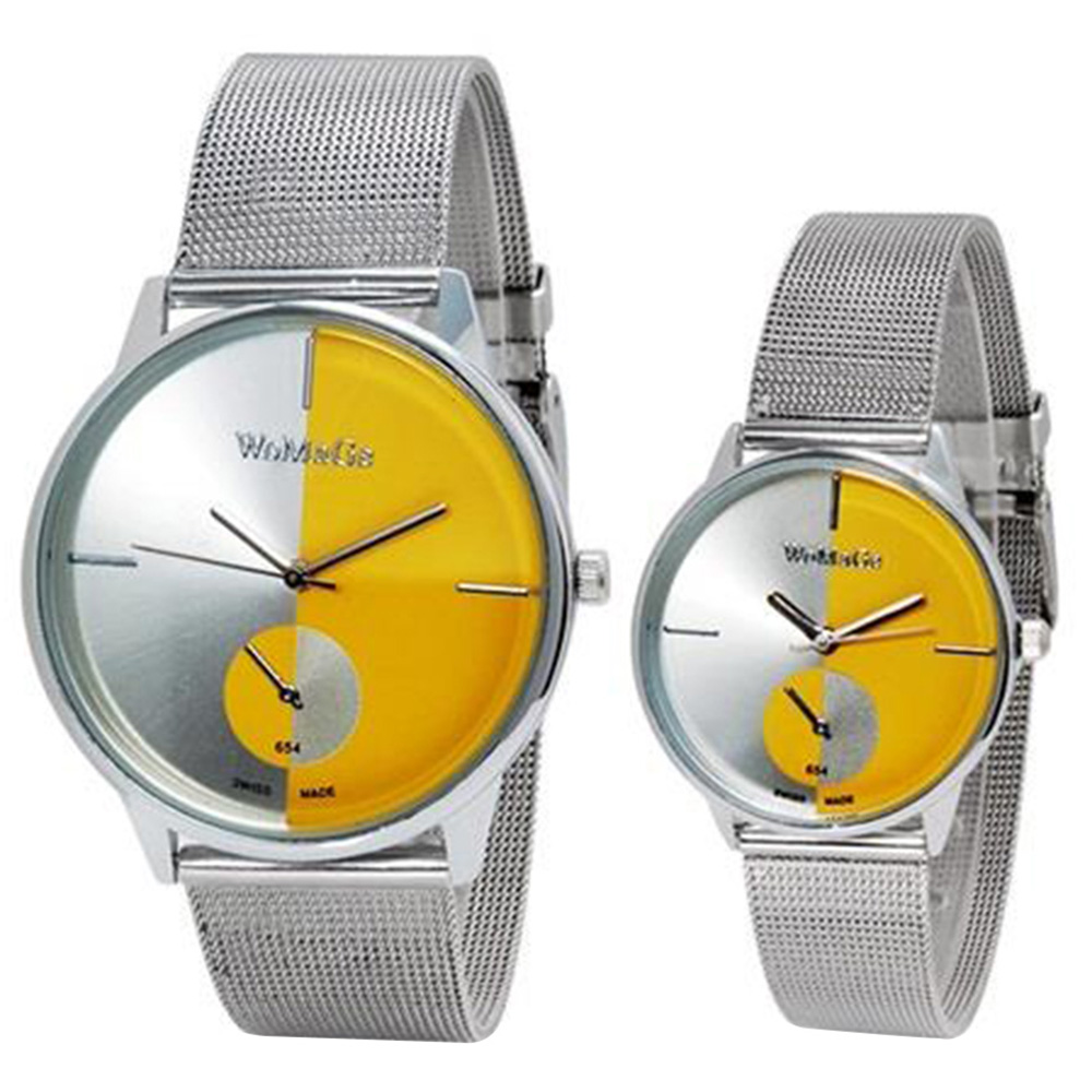 

WOMAGE 654 Fashionable Analog Couple Watches - Yellow