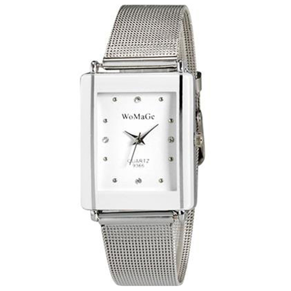 

WoMaGe 9366 Women's Fashionable Chic Thin Rectangle Case Style Analog Quartz Wrist Watch with Alloy Strap - White