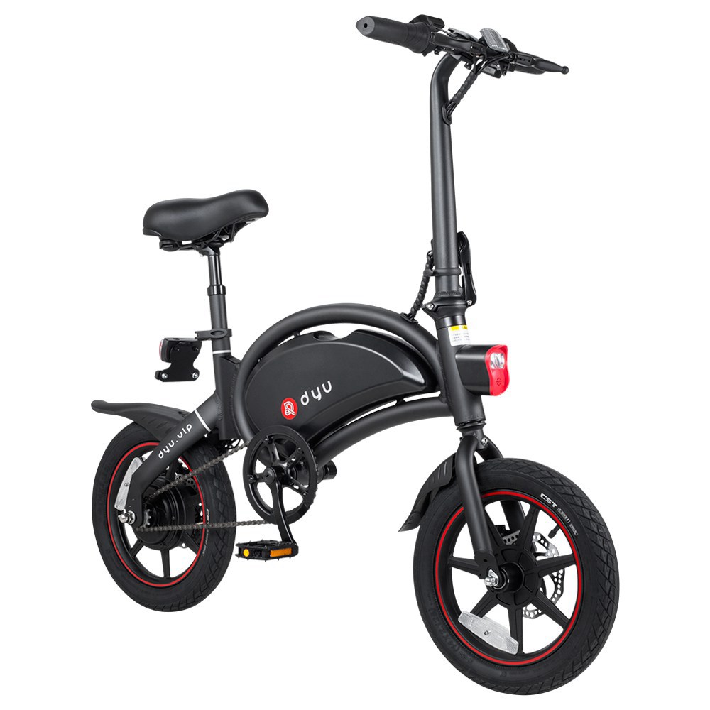 

DYU D3+ Folding Moped Electric Bike 14 Inch Inflatable Rubber Tires 240W Motor 10Ah Battery Max Speed 25km/h Up To 45km Range Dual Disc Brakes Adjustable Height APP Control - Black