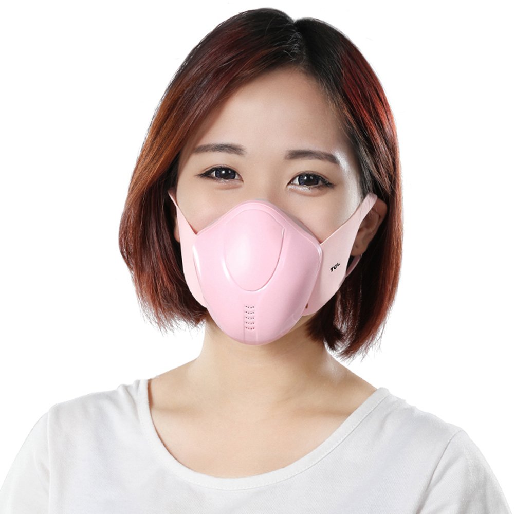

TCL Female Reusable Electric Respirator Face Mask 4 Layers Filter Automatic Air-Purifying Supply with Breathing Valve Battery Life Up to 6 Hours For PM2.5 Anti-Pollution Exhaust Gas Pollen Allergy - Pink