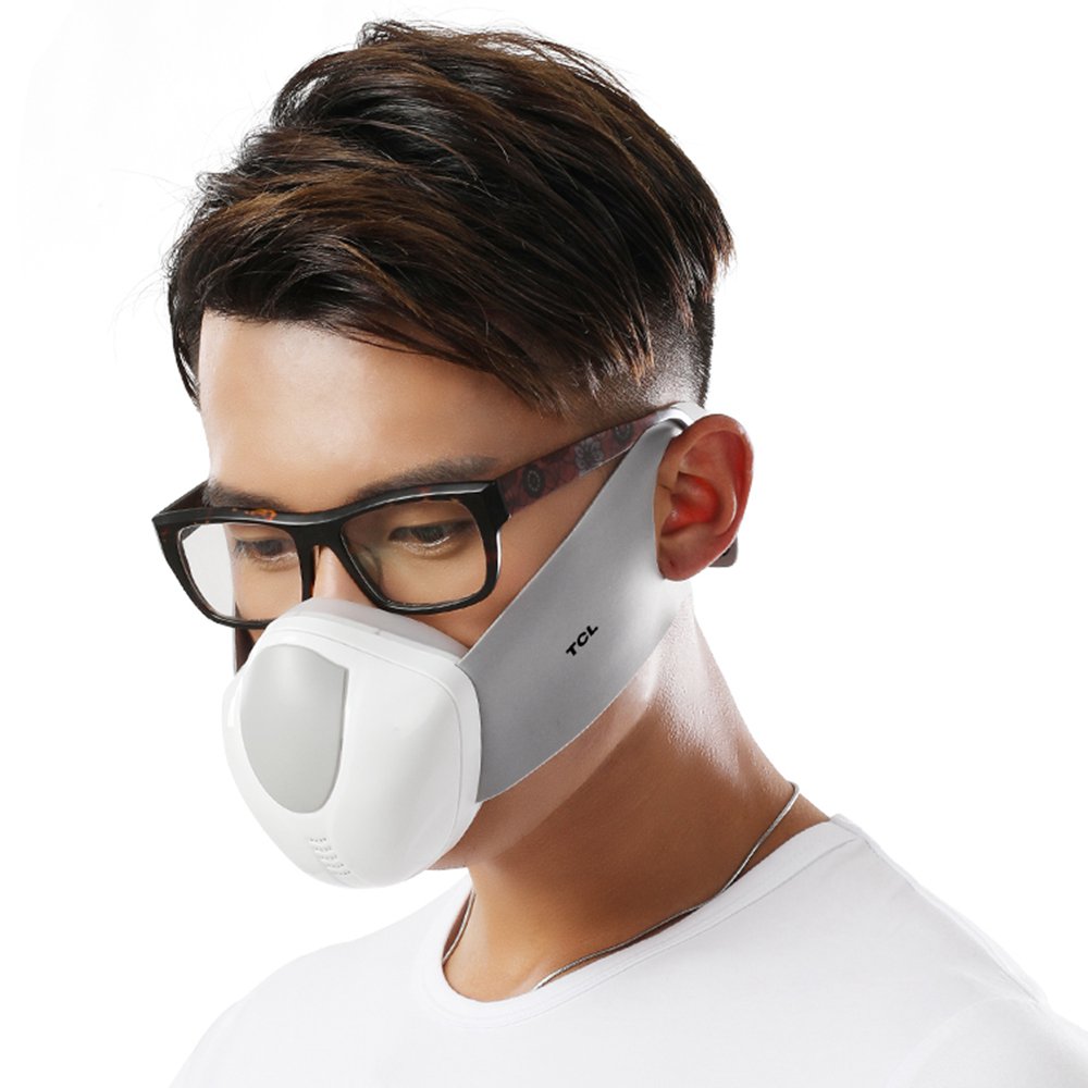 

TCL Male Reusable Electric Respirator Face Mask 4 Layers Filter Automatic Air-Purifying Supply with Breathing Valve Battery Life Up to 6 Hours For PM2.5 Anti-Pollution Exhaust Gas Pollen Allergy - Gray