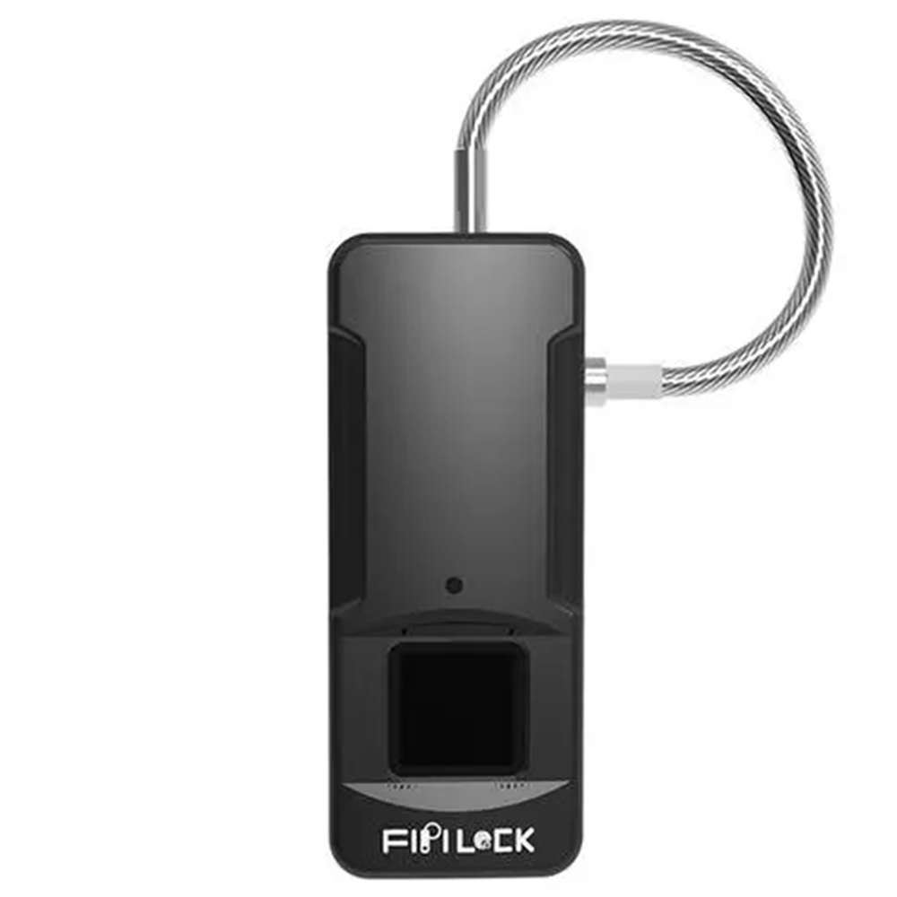 

FIPILOCK FL-P4 Portable Smart Fingerprint Padlock Biometric Lock Keyless Anti-theft Universal Security Lock USB Rechargeable IP65 Waterproof Long Standby - Black