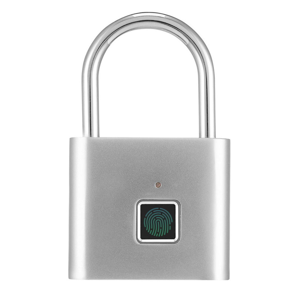 

Smart Fingerprint Padlock USB Charging Keyless Anti-theft Luggage Suitcase Bag Security Home Electronic Door 0.5 Second Unlock Long Standby - Silver