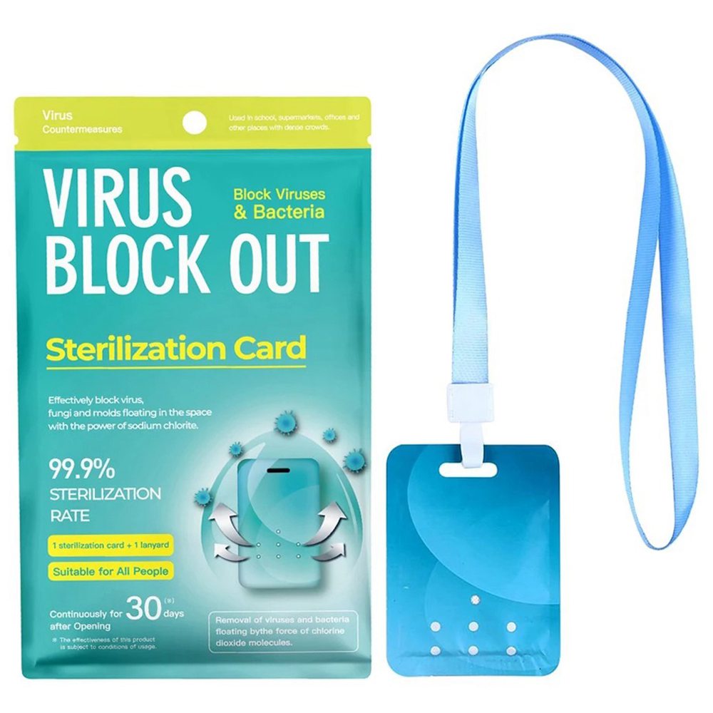 

Portable Disinfection Card Bacteriostatic Anti-virus Air Disinfection Sterilization Protection Card With Lanyard Safe Non-toxic Ingredients School Offices - Blue