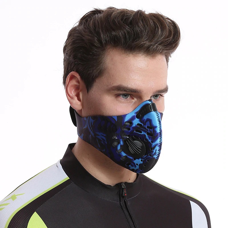 

Outdoor Camouflage Dustproof Sports Mask With Breathing Valve Windproof Breathable Unisex For Bike / Hiking / Running - Blue