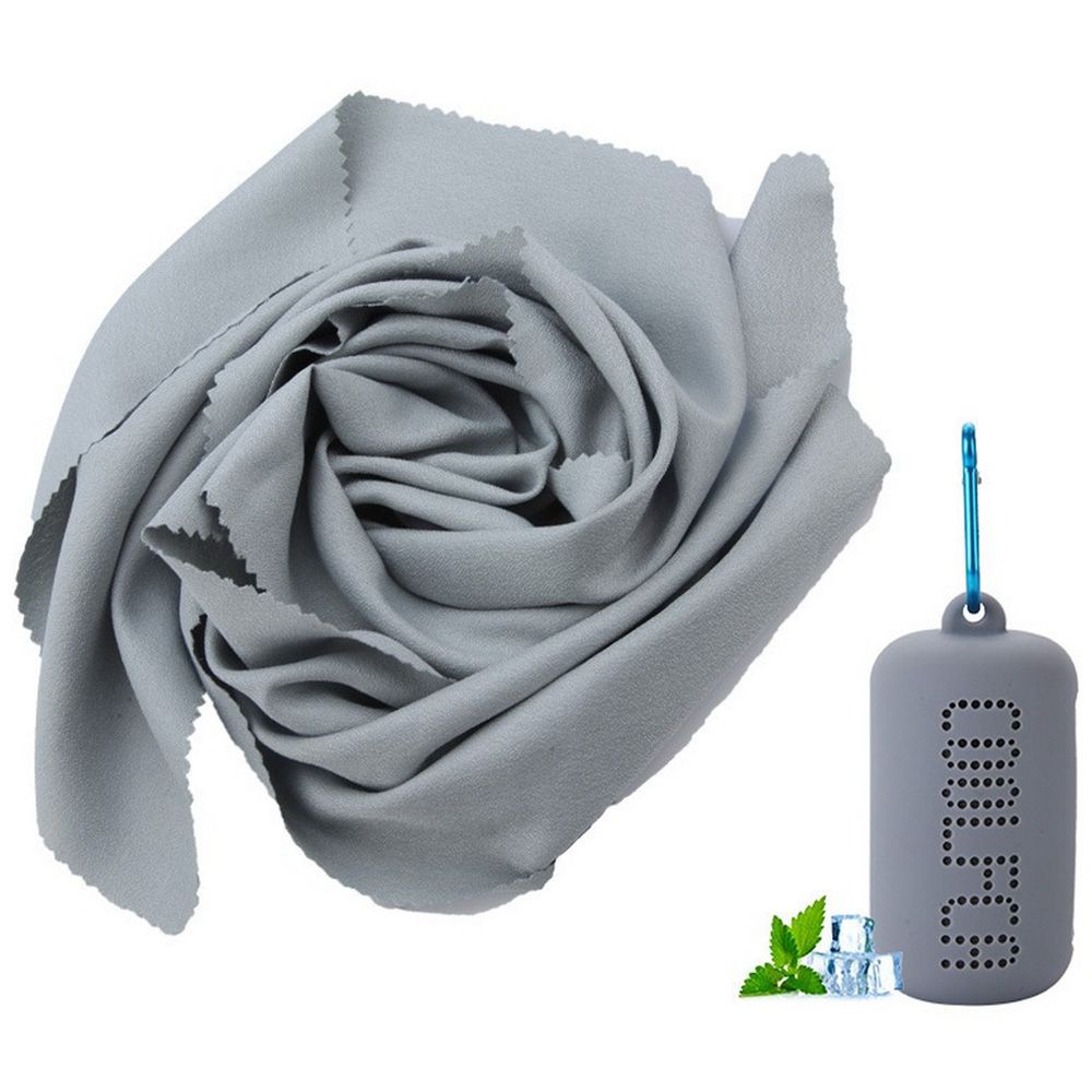 

Portable Quick-drying Cooling Towel Superfine Fiber With Silicone Sleeve For Travel Outdoor Fitness 30 x 100cm - Grey