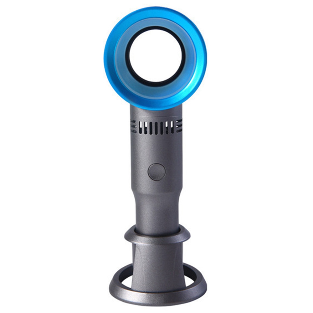

Portable Handheld Leafless Fan Manual Button USB Charging 2000mAh Battery Three Wind Speeds Detachable Base Summer Cool Down - Blue