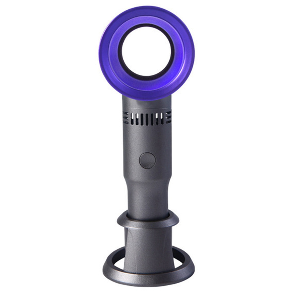 

Portable Handheld Leafless Fan Manual Button USB Charging 2000mAh Battery Three Wind Speeds Detachable Base Summer Cool Down - Purple