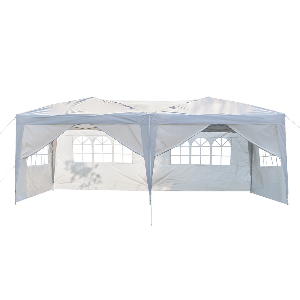 

Portable 3 x 6m Six Sides Four Windows Outdoor Waterproof Folding Awning For Wedding / Camping / Parking / Party - White