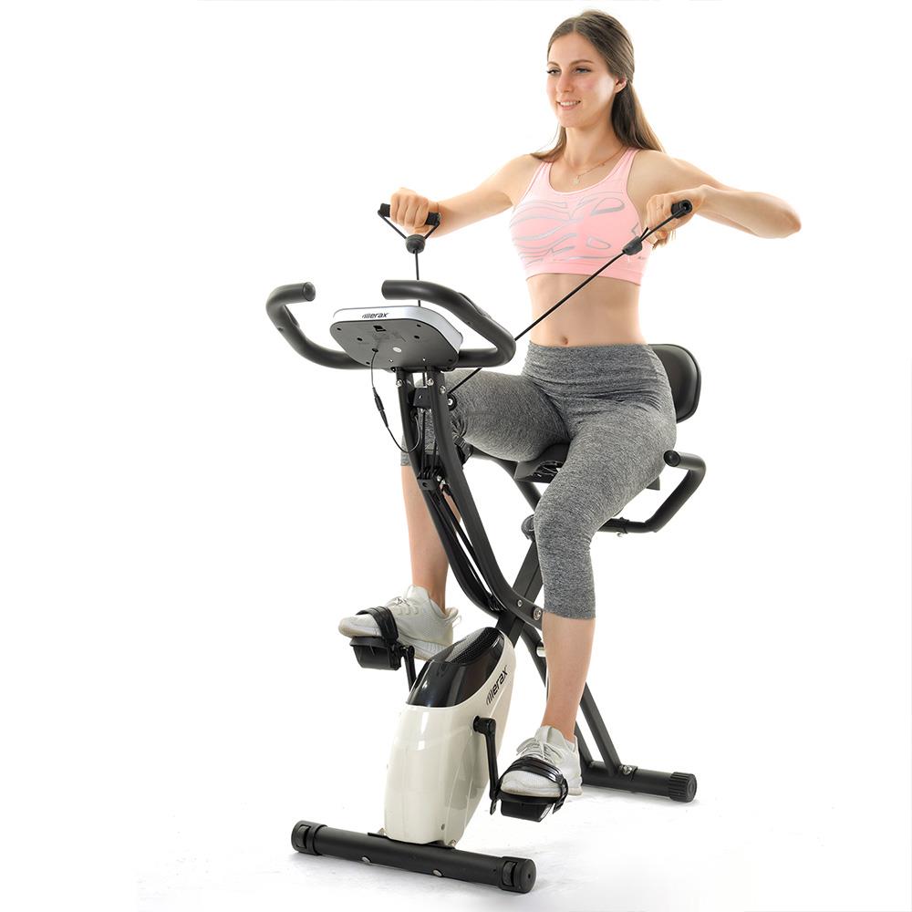 

Merax X-Bike Magnetic Folding Fitness Bike 2.5 kg Flywheel LCD Display For Cardio Workout Cycling - Black & White