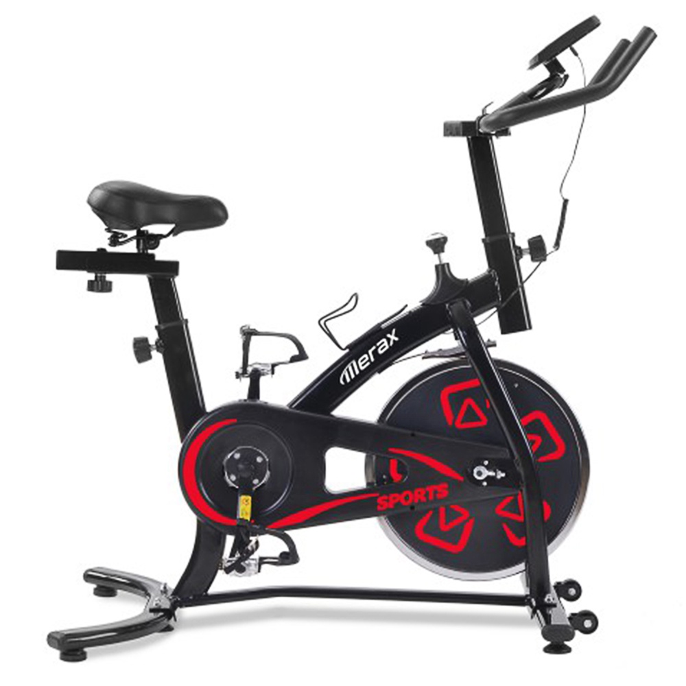 

Merax Exercise Bike Indoor Bike with LCD Console Adjustable Seat and Handlebar Comfortable Seat Cushion Cardio Training - Red