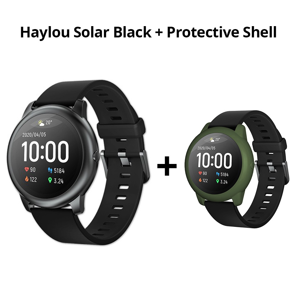 

Haylou Solar LS05 1.28 inch TFT Touch Screen Smartwatch IP68 Waterproof with Heart Rate Monitor Global Version From Xiaomi Youpin Black + ArmyGreen Silicone Protective Shell