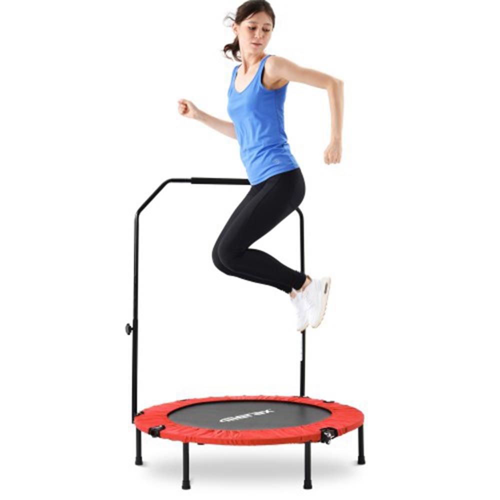 

Merax 40 Inch Foldable Fitness Rebounder Mini Trampoline with Adjustable Foam Grip Home Exercise Trampoline - Red