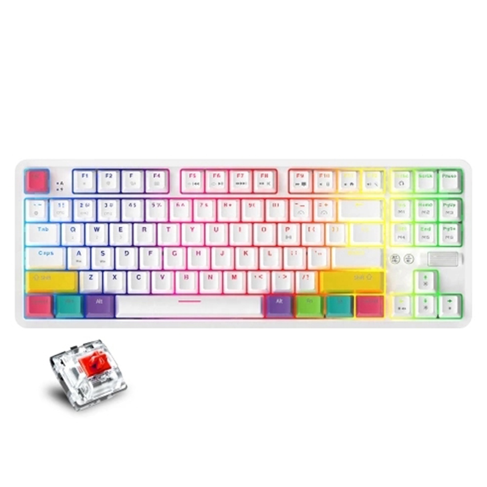 

AJAZZ K870T RGB Mechanical Keyboard 87 Keys Wireless Bluetooth + Type-C Wired Dual Mode Mechanical Switch Gaming Keyboard - Red Switch