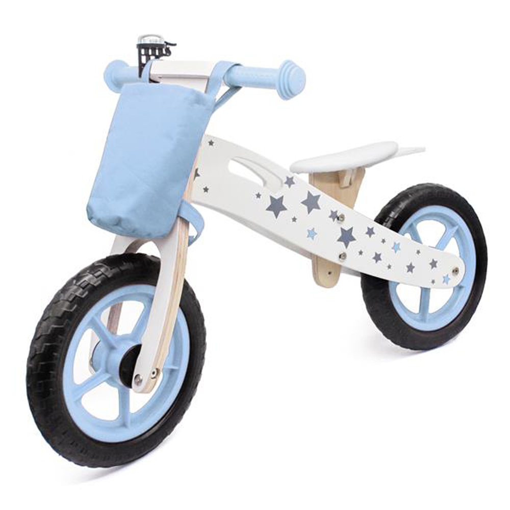 

Wooden Balance Bike Star Model With Bag and Bell - Blue