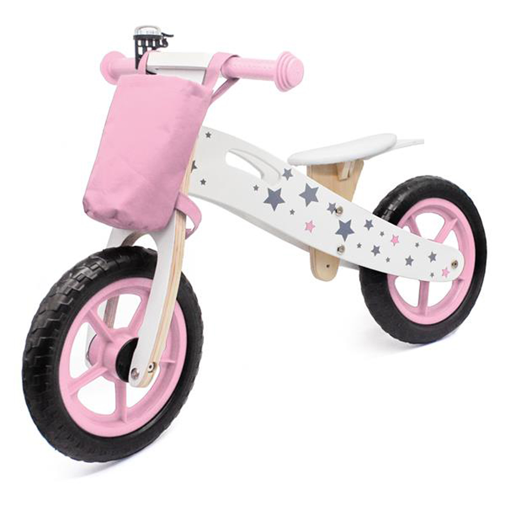 

Wooden Balance Bike Star Model With Bag and Bell - Pink
