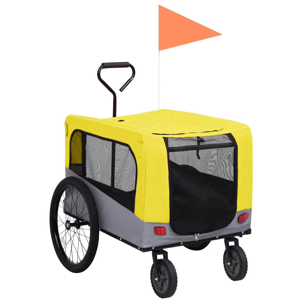 

2-in-1 Pet Bike Trailer & Jogging Stroller Yellow and Grey