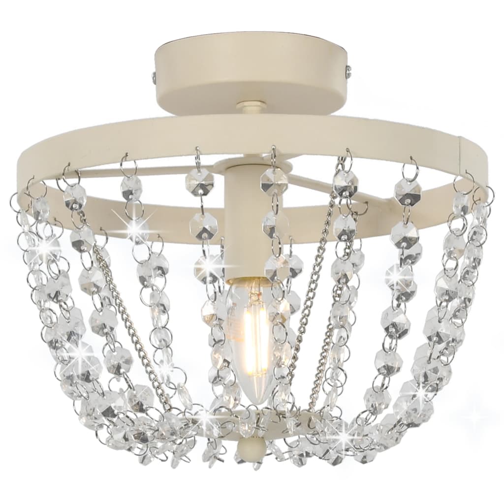 

Ceiling Lamp with Crystal Beads White Round E14