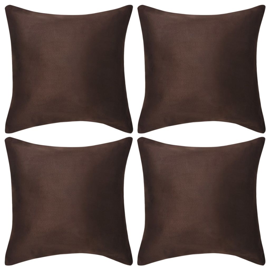 

Cushion Covers 4 pcs 80x80 cm Polyester Faux Suede Brown
