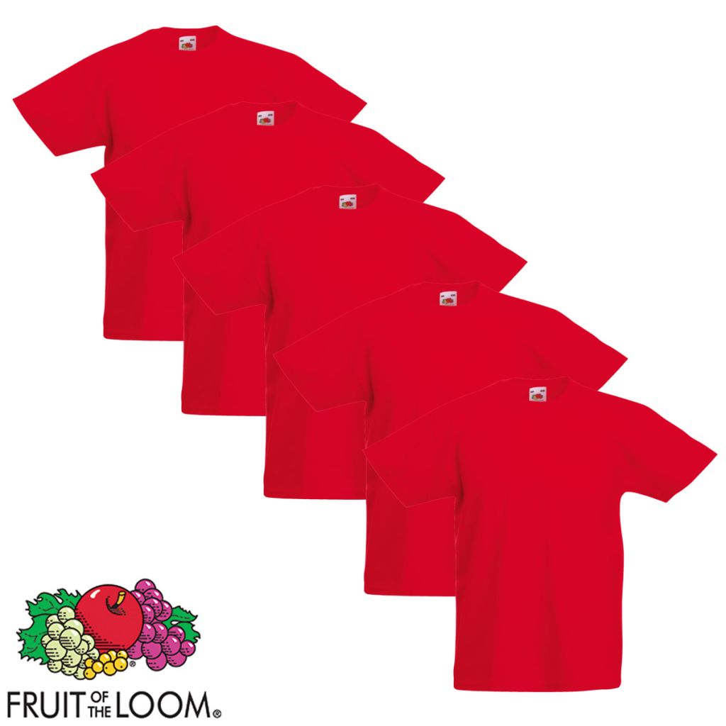 Fruit of the Loom Original Kids T-shirt 5 pcs Red Size 152