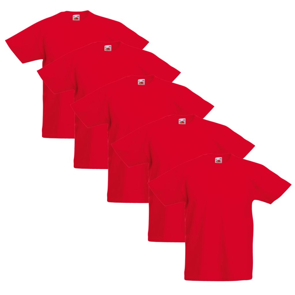 Fruit of the Loom Original Kids T-shirt 5 pcs Red Size 152