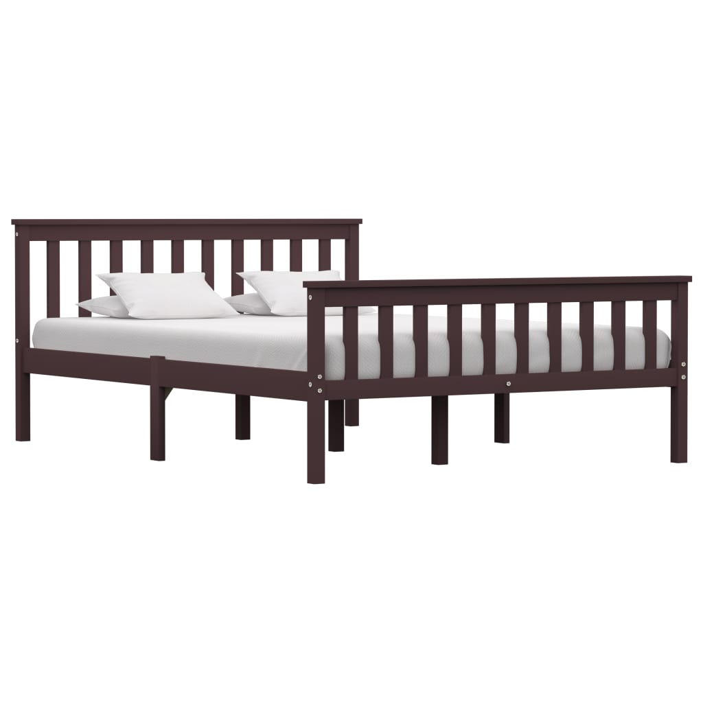 vidaXL Bed Frame with 4 Drawers Dark Brown Solid Pine Wood 140x200 cm