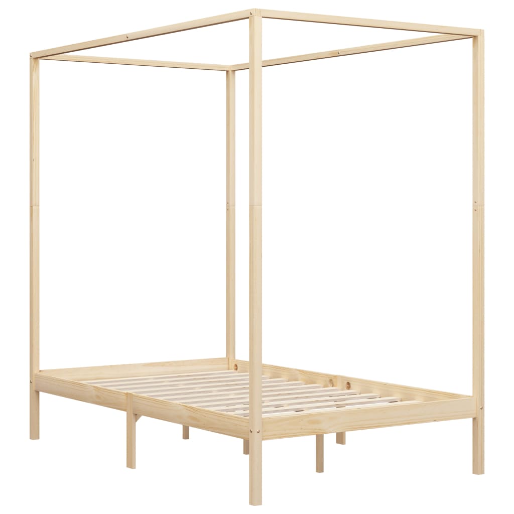 Canopy Bed Frame with 2 Drawers Solid Pine Wood 120x200 cm