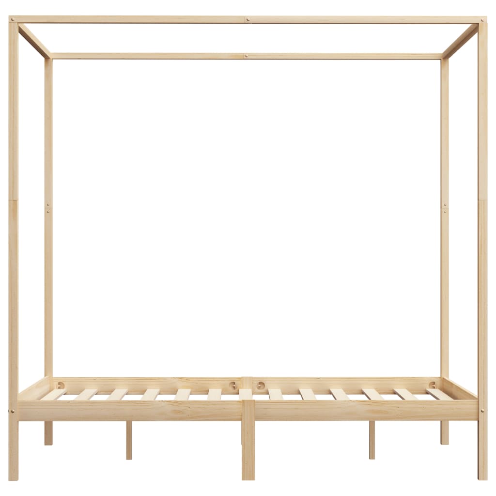 Canopy Bed Frame with 2 Drawers Solid Pine Wood 120x200 cm