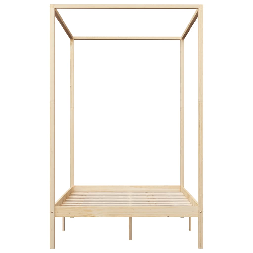 Canopy Bed Frame with 2 Drawers Solid Pine Wood 140x200 cm