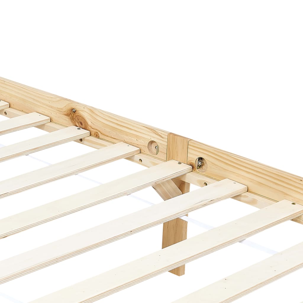 Canopy Bed Frame with 2 Drawers Solid Pine Wood 140x200 cm