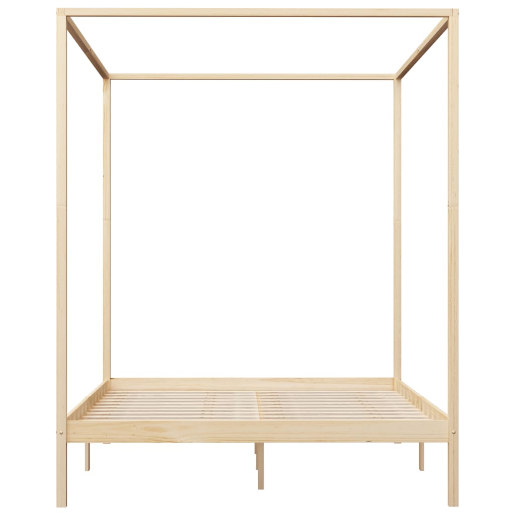 Canopy Bed Frame with 2 Drawers Solid Pine Wood 160x200 cm