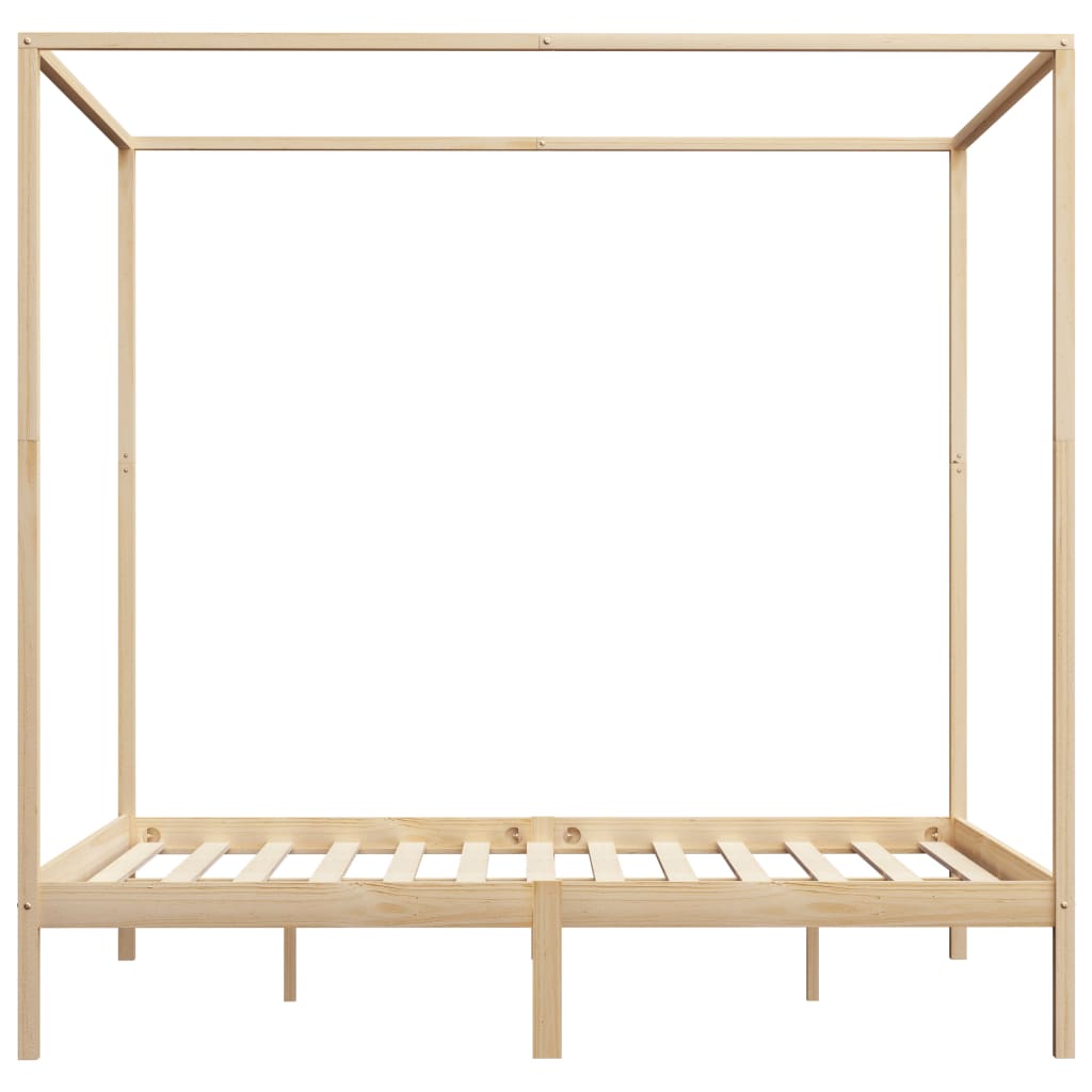Canopy Bed Frame with 2 Drawers Solid Pine Wood 160x200 cm