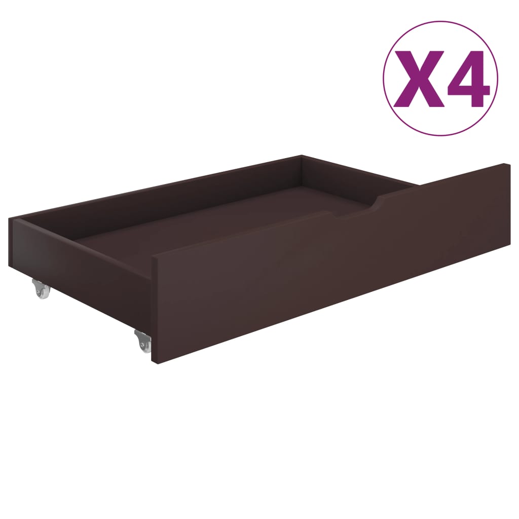 Canopy Bed Frame with 4 Drawers Dark Brown Pine Wood 160x200 cm