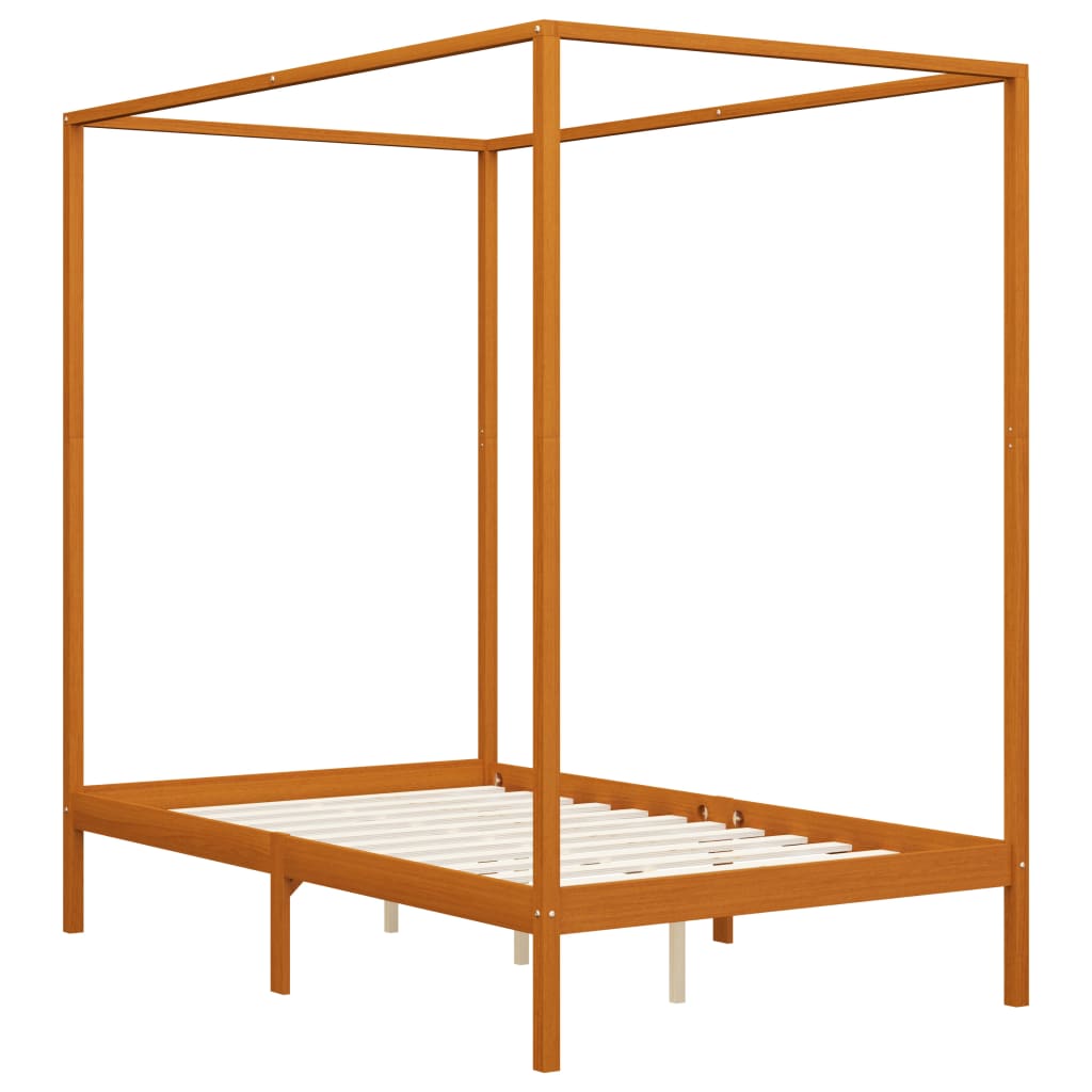 Canopy Bed Frame with 4 Drawers Solid Pine Wood 140x200 cm