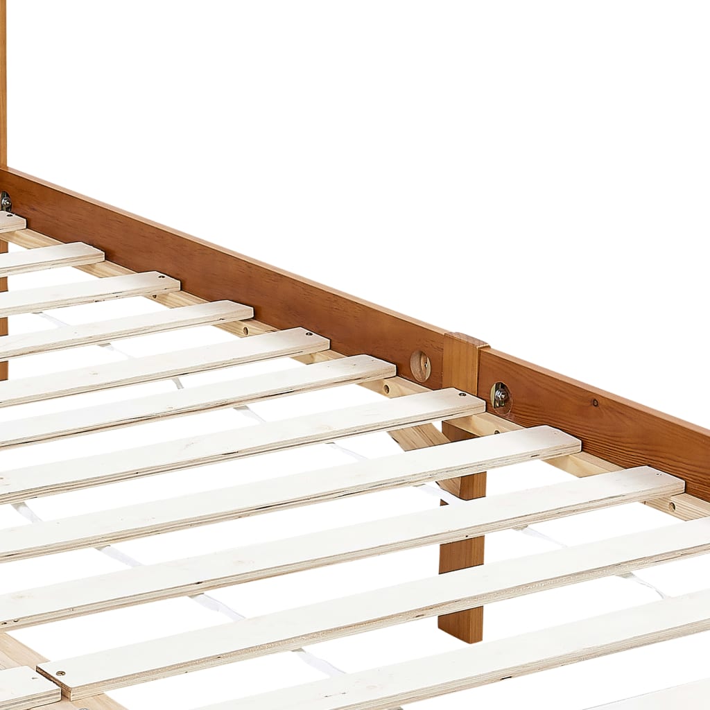 Canopy Bed Frame with 4 Drawers Solid Pine Wood 140x200 cm