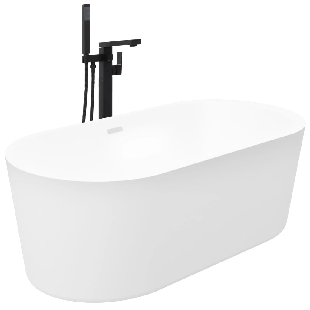 vidaXL Freestanding Bathtub and Faucet 204 L 90 cm Black