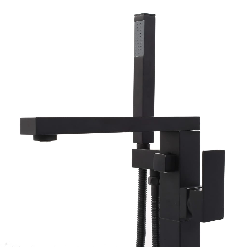 vidaXL Freestanding Bathtub and Faucet 204 L 90 cm Black