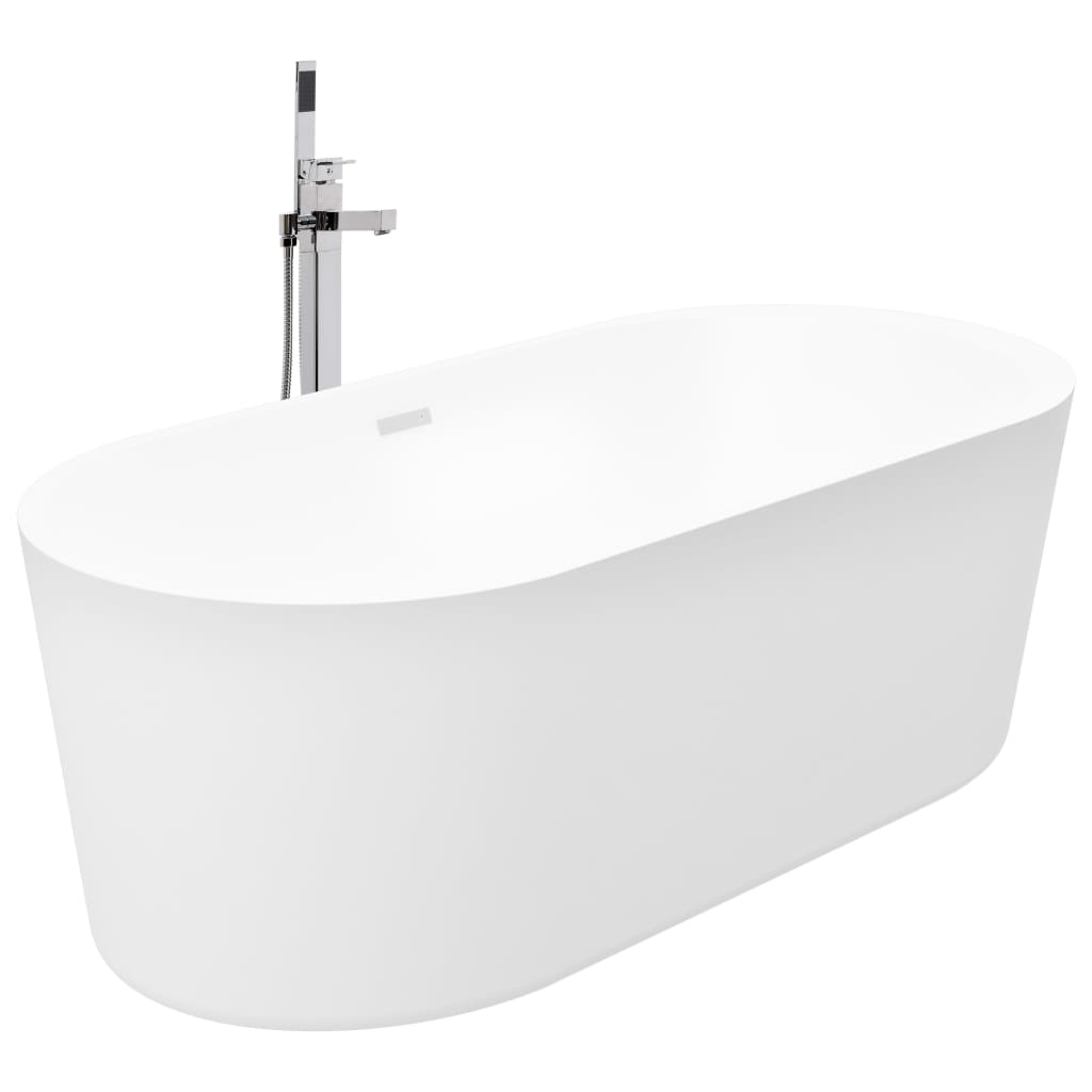 vidaXL Freestanding Bathtub and Faucet 204 L 110 cm Silver